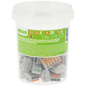 Comparateur de prix : Wago - Pot de 30 bornes de connexion automatique S222 2,3 et 5 entrées