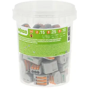 Comparateur de prix : WAGO - Pot de 50 bornes de connexion automatique S222 2,3 et 5 entrées