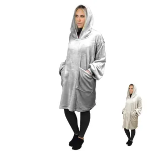 Comparateur de prix : Sweat à capuche, plaid, couverture, pull - Flanelle - Adulte - Gris Vivezen