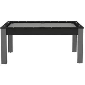 FAUGERES Table de Billard Texas 6 Pieds Convertible en Table à Manger pour 6 Noir / Argent