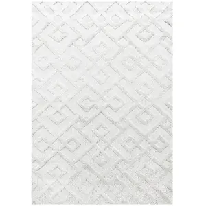 ALLOTAPIS Tapis scandinave rectangulaire Saloda Crème 120x170 pas cher