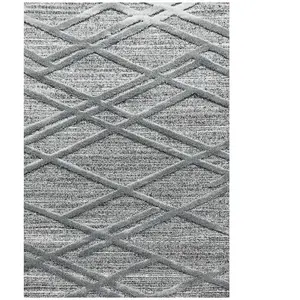 AlloTapis Tapis géométrique design en polypropylène gris 80x150 pas cher