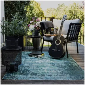 DELADECO Tapis d'intérieur et extérieur ethnique Erika Ocean 80x150 pas cher