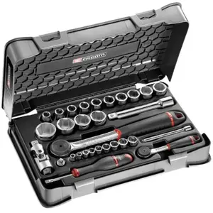 Comparateur de prix : FACOM Coffret douilles 1/4" - 1/2" 6 pans métriques - 30 pièces Facom