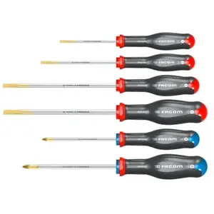 Comparateur de prix : Facom 1 Jeu De 6 Tournevis Protwist® - Embouts Plat & Pozidriv® Facom