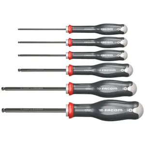 Jeu de tournevis FACOM - PROTWIST 6 pans sphérique en trousse - Noir