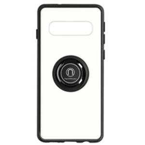 Avizar Coque pour Samsung Galaxy S10 Bi-matière Bague Métallique Support Vidéo noir pas cher