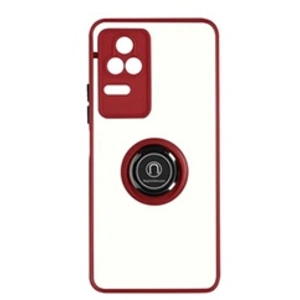 Avizar Coque pour Xiaomi Poco F4 5G Bi-matière Bague Métallique Support Vidéo rouge pas cher