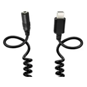 Puluz Adaptateur iPhone vers Jack 3.5mm femelle Cable spirale 1 mètre Noir pas cher