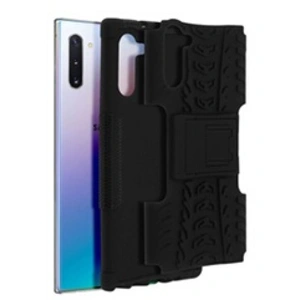 Comparateur de prix : Avizar Coque pour Samsung Galaxy Note 10 Bi matière Rigide et Silicone Béquille Support Noir