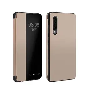 Avizar Housse Huawei P30 Etui Grande Fenêtre Translucide Coque Rigide doré pas cher