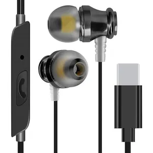 Linq Ecouteurs Filaires USB C Intra-auriculaires Microphone et Boutons Noir pas cher