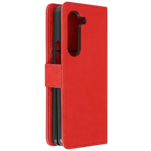 Comparateur de prix : Merkloos / Sans marque Etui pour Galaxy Z Fold 5 Portefeuille Languette Aimantée Chesterfield Rouge