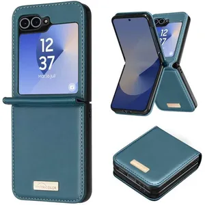 Comparateur de prix : Merkloos / Sans marque Coque pour Samsung Galaxy Z Flip 6 Dos Cuir Vegan Intérieur Rigide Bleu Canard