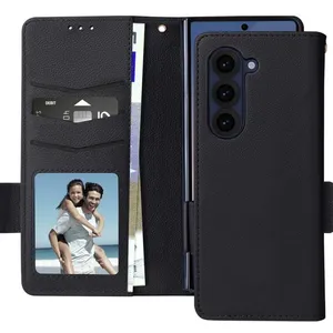 Comparateur de prix : Merkloos / Sans marque Etui pour Galaxy Z Fold 6 Portefeuille Languette Magnétique Dragonne Noir