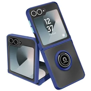 Comparateur de prix : Merkloos / Sans marque Coque pour Samsung Galaxy Z Flip 6 Bague Métallique Support Vidéo Bleu