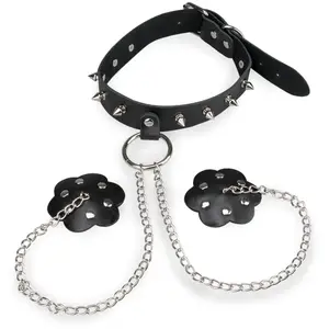 LOVE AND VIBES Collier BDSM à pointes et nippies à rivets