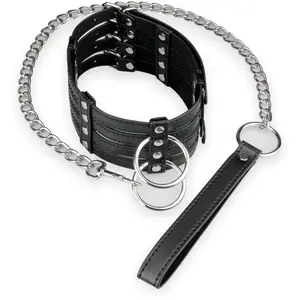 LOVE AND VIBES Collier BDSM similicuir 4 sangles et laisse pas cher