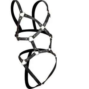 Harnais BDSM body similicuir et rivets
