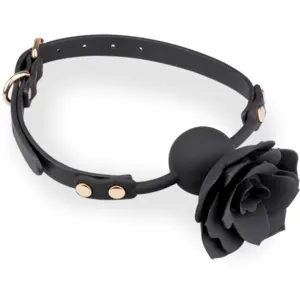 LOVE AND VIBES Gag ball en similicuir avec rose en silicone pas cher