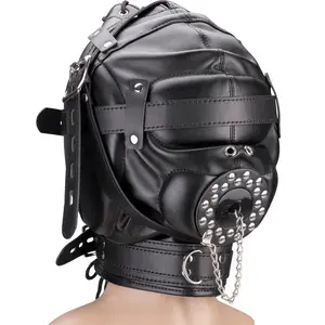 Cagoule BDSM de privation sensorielle avec bouchon amovible