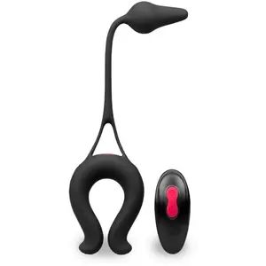 Anneau pénis ring vibrant avec plug anal Lucifer - Cockring penien pou...