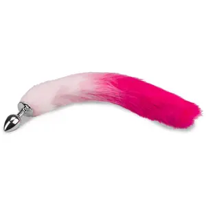 LOVE AND VIBES Plug queue de renard fourrure vegan rose et fuchsia