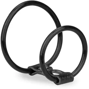 LOVE AND VIBES Double anneau similicuir et silicone - Cockring penien pour homme et couple