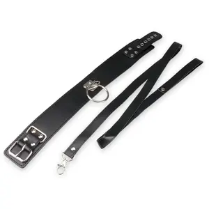 LOVE AND VIBES Collier BDSM similicuir 1 anneau + laisse