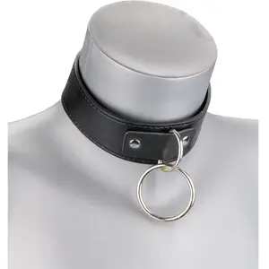 LOVE AND VIBES Collier cuir BDSM 1 anneau avec chaine pas cher