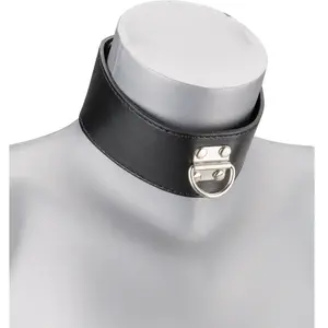 Collier cuir BDSM et laisse chaine avec cadenas