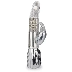 LOVE AND VIBES Vibromasseur rabbit rotatif Silver Pleasure pas cher