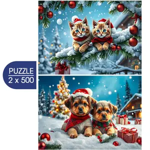 Alipson Puzzle 2 Puzzles - Chatons et Chiots de Noël pas cher