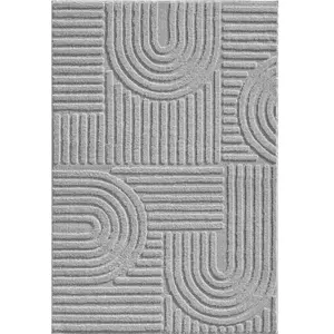 Nazar Tapis à reliefs géométriques gris - 80x150 cm pas cher