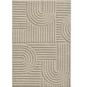 Nazar Tapis à reliefs géométriques beige - 120x170 cm pas cher