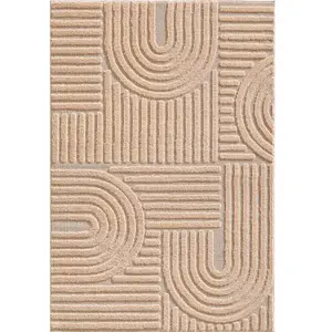 Nazar Tapis à reliefs géométriques rose - 120x170 cm pas cher