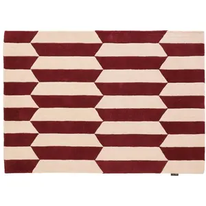 Nazar Tapis Laine Tissé à la main graphique Bordeaux 160x230 pas cher