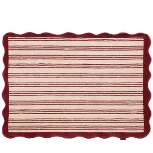 Nazar Tapis Laine Tissé à la main rayures Bordeaux 200x290 pas cher