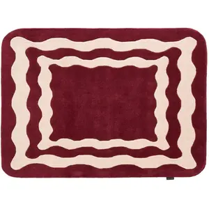 Nazar Tapis Laine Tissé à la main wavy Bordeaux 133x190 pas cher