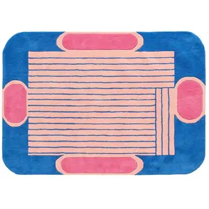 Nazar Tapis Laine Tissé à la main géométrique Bleu 200x290 pas cher