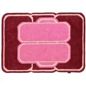 Nazar Tapis Laine Tissé à la main géométrique Rose et bordeaux 160x230 pas cher