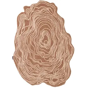 Tapis Laine Tissé à la main motif bois Marron 133x190