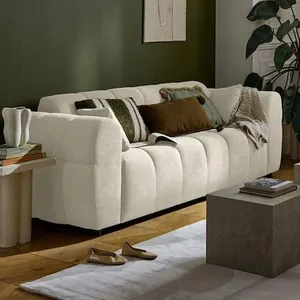 Ray - canapé droit 3 places en tissu texturé - Beige pas cher