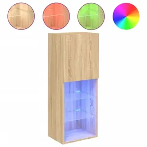 LES TENDANCES Meuble tv avec lumières led chêne sonoma 40,5x30x102 pas cher