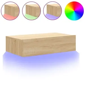 LES TENDANCES Meuble tv avec éclairage led chêne sonoma 60x35x15,5 pas cher
