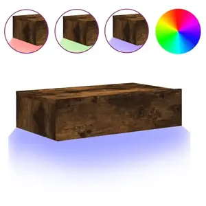 LES TENDANCES Meuble tv avec éclairage led chêne fumé 60x35x15,5 pas cher