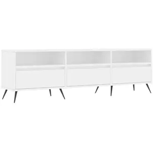 LES TENDANCES Meuble tv blanc 150x30x44,5 bois d'ingénierie pas cher