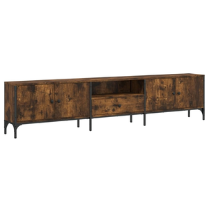 LES TENDANCES Meuble tv à tiroir chêne fumé 200x25x44 bois d'ingénierie pas cher