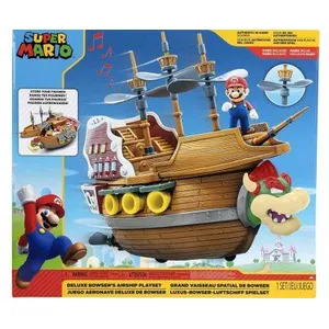 Nintendo Coffret Deluxe Grand Bateau Vaisseau Spatial de Bowser Avec Sons Figurine Mario Set pour Super Mario 1 Carte Offerte