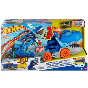 Comparateur de prix : Hot Wheels City Transporteur Geant T Rex 2 en 1 Camion et Dino piste d...